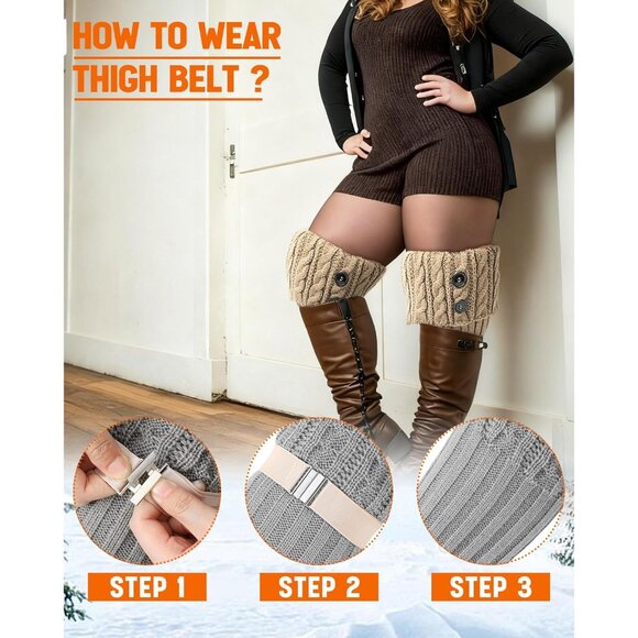 Women’s Extra Wide Calf Boot Cuffs Leg Warmers Plus Size Winter Socks - Picture 3 of 6